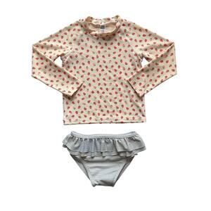 Baby Boden Strawberry Rash Guard Swimsuit Size 3-4y